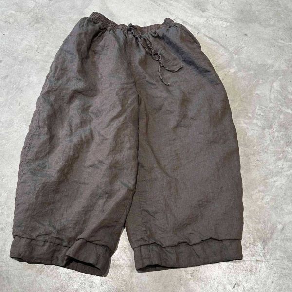 燕燕~色織亞麻雙層夾棉休閒長褲 