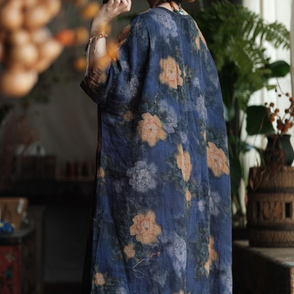 燕燕～雙層棉紗. 復古舊感 舒適寬鬆防曬衣大外披上衣 外套。ab195901 