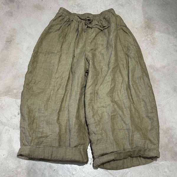 燕燕~色織亞麻雙層夾棉休閒長褲 