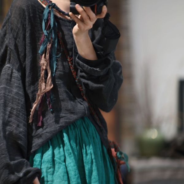 燕燕~苧麻~休閒純色長袖砂洗開襟衫小衫 外套 