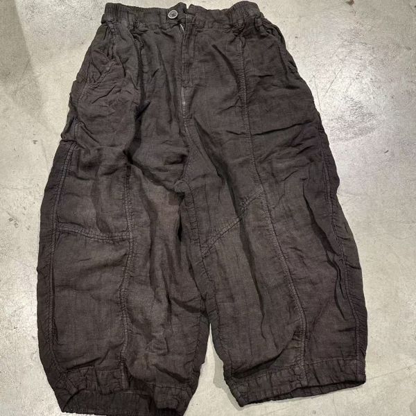 燕燕～秋冬款~雙層厚實復古做舊寬鬆闊腿休閒長褲 