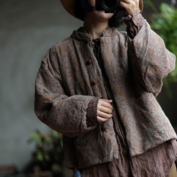 燕燕~棉麻商品~純亞麻。復古文藝仿香雲紗印花棉衣外套  ab191201 