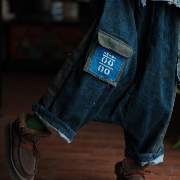 燕燕~輕訂製  復古文藝手工髒染 休閒褲 長褲    ab234501 