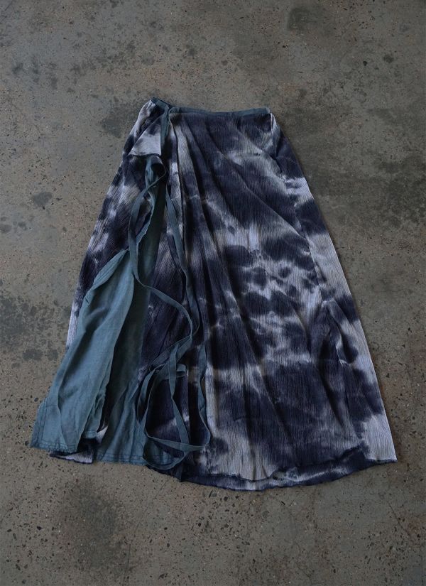 燕燕~全新中式斜襟寬袖皺布襯衫 早秋復古紮染寬鬆上衣 ＋長裙 可搭配套裝 ab2228301 