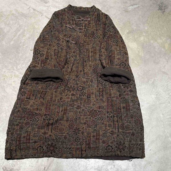 燕燕~秋冬新款 雙層亞麻偏襟盤扣中式復古長袍  ab27401 (此件商品不退換） 