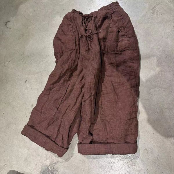 燕燕~棉麻商品~文藝復古休閒百搭冬季加棉保暖色織亞麻棉褲 長褲 