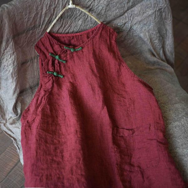 燕燕~秋冬春秋款復古中式時尚百搭顯瘦色織長款背心 