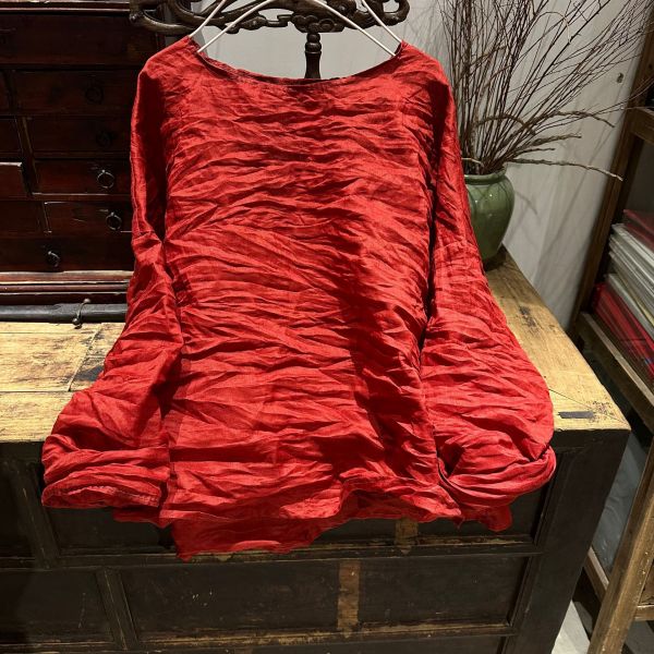 燕燕~棉麻商品~早春款 文藝復古春季苧麻寬鬆落肩小衫 可以買兩件做搭配 