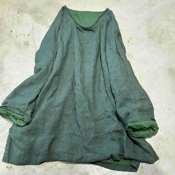 燕燕~亞麻 雙層套頭中長內搭外搭衫 上衣 ab27101 