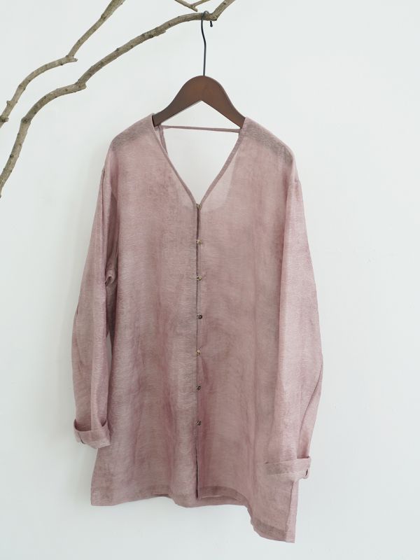 燕燕～暈染撞色V領長袖襯衫 上衣外套   ab2519701 