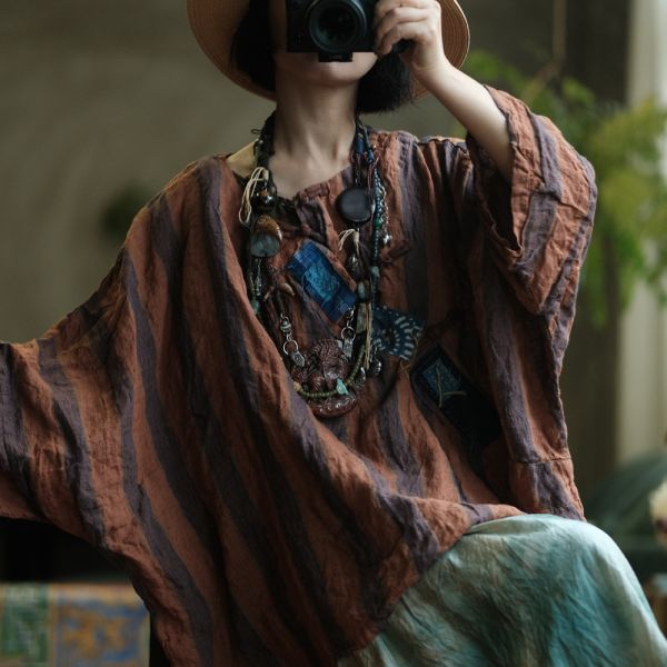 燕燕~小眾穿搭斜襟圓領T恤上衣  ab224601 