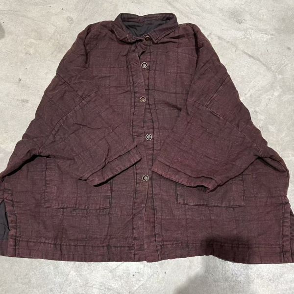 燕燕～雙層夾棉方格線大版棉衣外套 (此件商品不退換） 