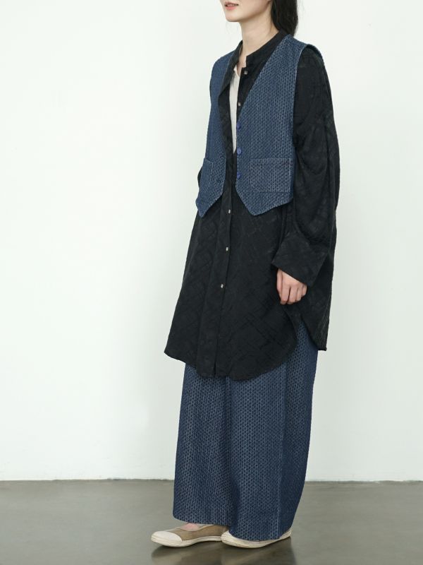 燕燕~秋季華夫格牛仔棉做舊 復古寬鬆混搭背心 ab2519801 