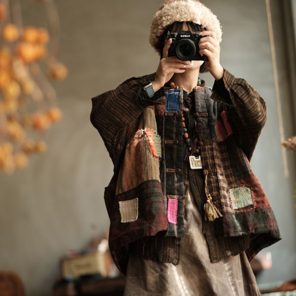 燕燕~秋冬新款 復古文藝純手工老布拼貼小眾氛圍夾棉背心 ab226301 