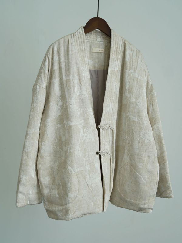 燕燕~馬年人絲提花國潮V領夾棉外套 老錢新中式琵琶扣棉衣外套 abM2533701 