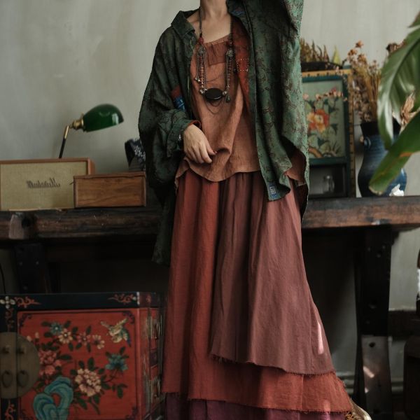 燕燕~復古文藝寬鬆氛圍感寬鬆大襯衫 ab226801 （可搭配成套裝） 