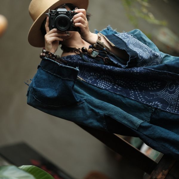 燕燕~(寬鬆版型）~復古文藝老古布拼接洋裝禪意袍子 連身裙。ab224301 (此件商品不退換） 