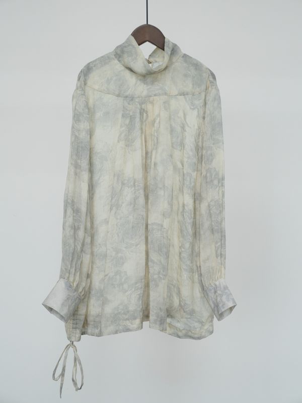 燕燕~棉麻商品 中國風素描印花苧麻立領襯衫 寬鬆浪漫上衣   ab2402301 