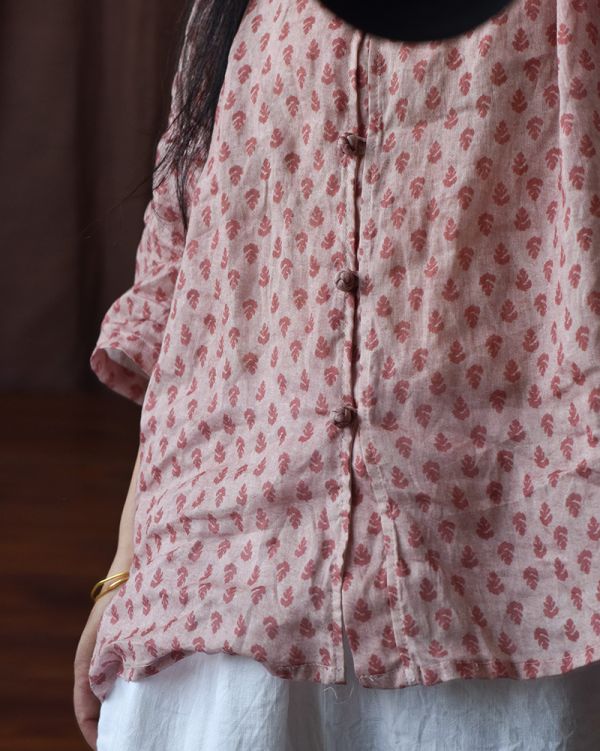 燕燕～苧麻 清新甜美手縫盤扣上衣 襯衫 