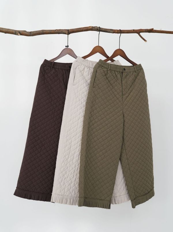 燕燕~秋冬新品 多色休閒直筒花邊褲 文藝復古絎棉條紋棉褲長褲 ab2533601 