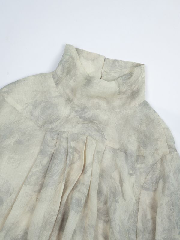 燕燕~棉麻商品 中國風素描印花苧麻立領襯衫 寬鬆浪漫上衣   ab2402301 