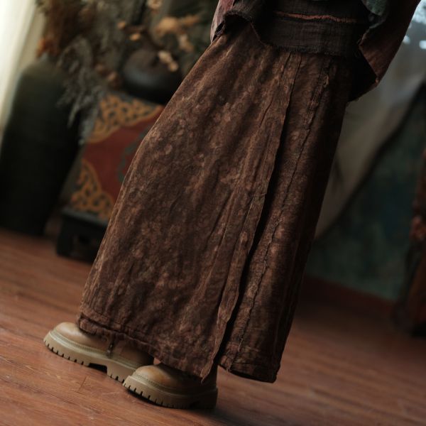 燕燕~秋冬新款 拼色文藝復古百搭半身裙碎花長裙 abGMJ20201 