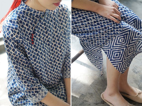 燕燕~棉麻商品~青瓷印花款 顯瘦旗袍洋裝 連身裙 ab202101 