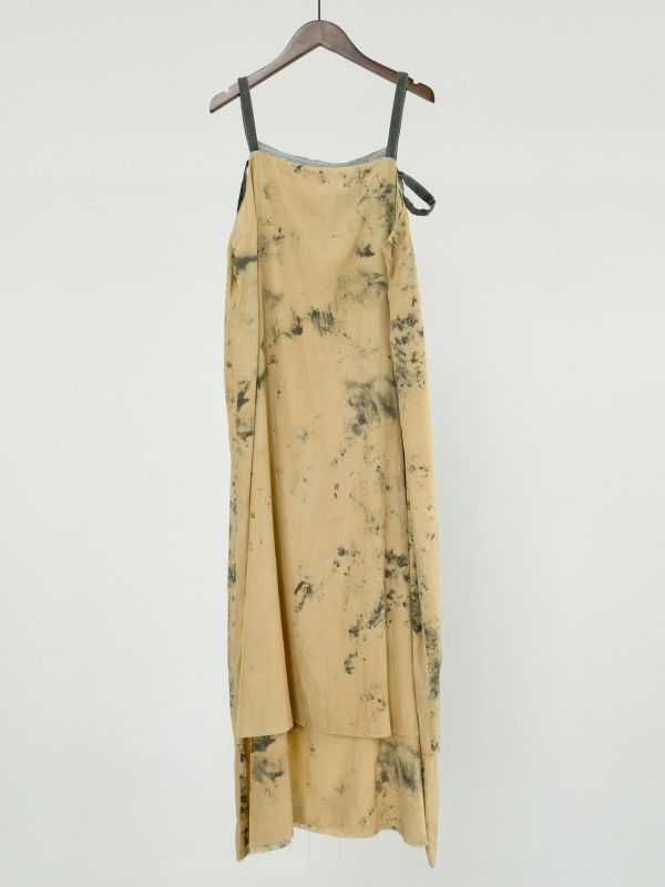 燕燕~絲綿  復古高品質潑墨印花 吊帶長裙 洋裝 連身裙   ab2420801 