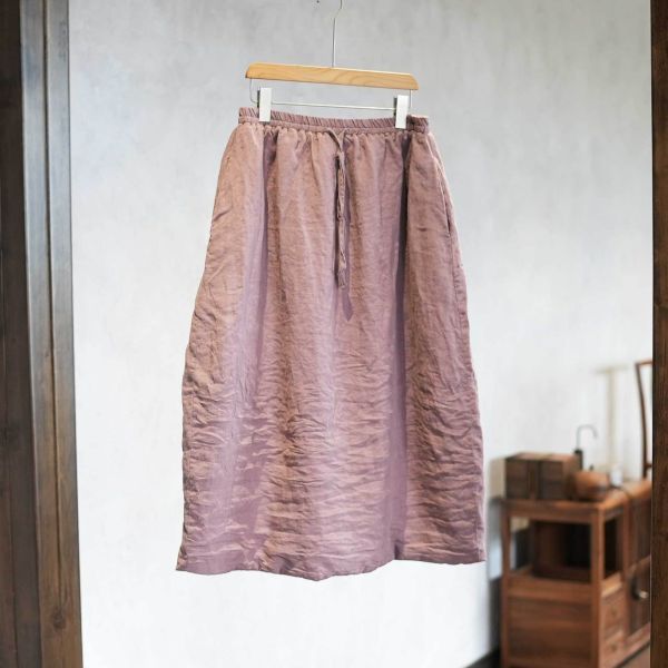 燕燕~秋冬款 砂洗亞麻百搭文藝氣質 寬鬆休閒保暖長裙 