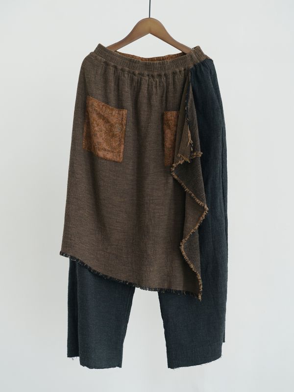 燕燕~秋冬款 復古色織棉麻個性不規則漁夫直筒褲 兩穿褲 ab2434701 