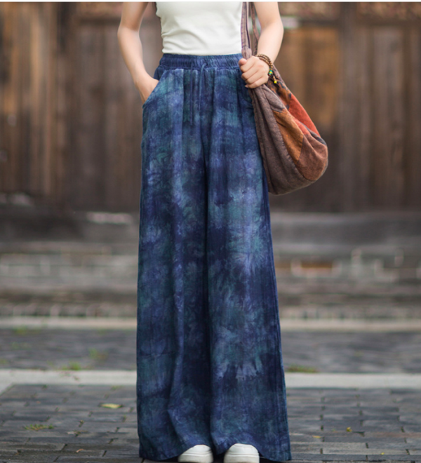 燕燕~秋季新款 渲染寬鬆顯瘦文藝百搭長褲 寬褲 