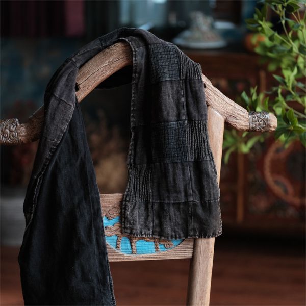 燕燕~設計復古文藝減齡氣質百搭麻圍巾 ab211301 