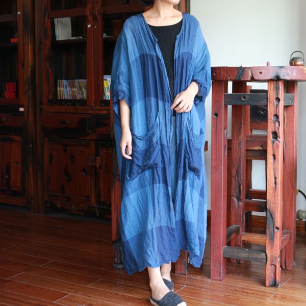 燕燕棉麻～純亞麻 棉麻水洗色織寬鬆防曬上衣 大外披外套 長袖棉麻衫 ab099001 