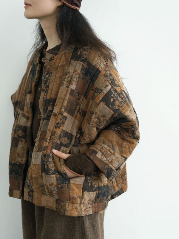 燕燕~秋冬款 復古拼色盤扣保暖寬鬆棉衣中式加厚懷舊外套棉襖外套 ab2439601 