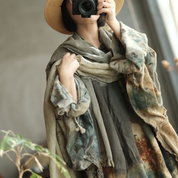 燕燕～復古文藝減齡氣質百搭圍巾披肩    abW06701 