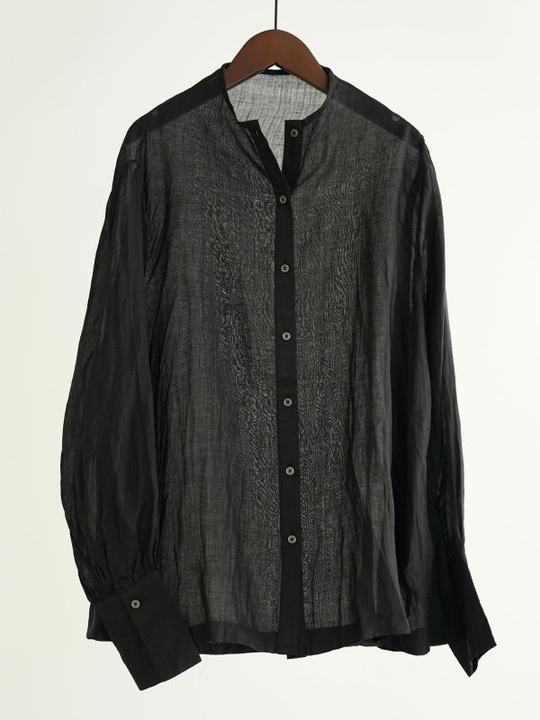 燕燕~春季法式～復古襯衫輕盈薄透寬鬆長袖小圓領苧麻休閒襯衫 ab2632601 