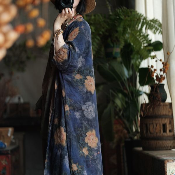 燕燕～雙層棉紗. 復古舊感 舒適寬鬆防曬衣大外披上衣 外套。ab195901 