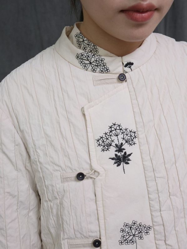 燕燕~秋冬款 復古新中式拼接繡花 偏襟加厚棉服棉衣上衣 外套  ab2327801 