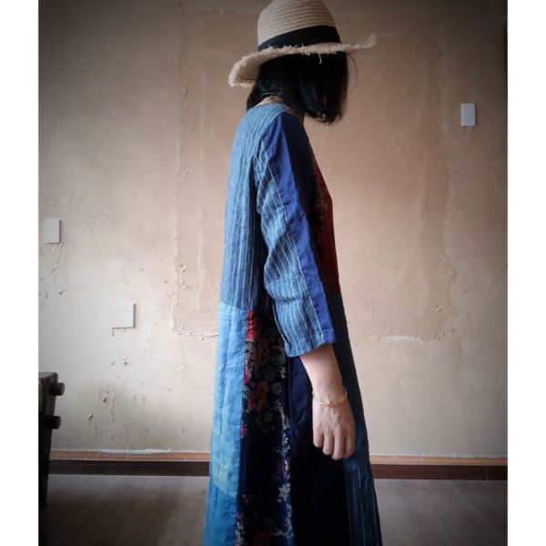 燕燕~拼布寬鬆禪意袍子 鬆弛感 洋裝 連身裙 ab167701 