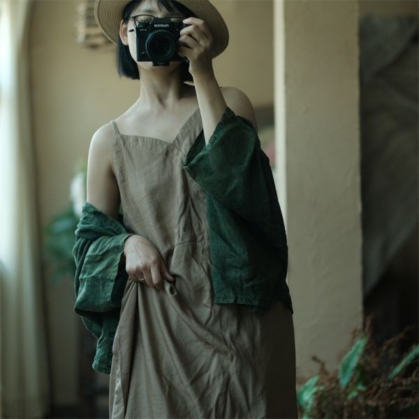 燕燕~文藝復古寬鬆打底吊帶裙 洋裝 ab204501 