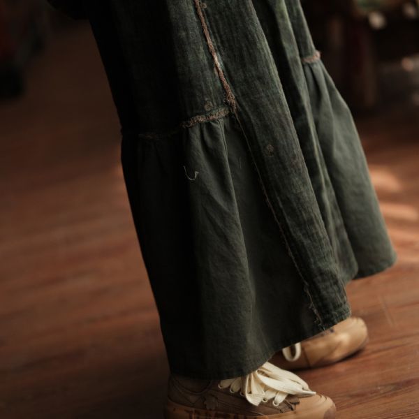 燕燕~棉拼色文藝復古百搭長裙 ab235901 