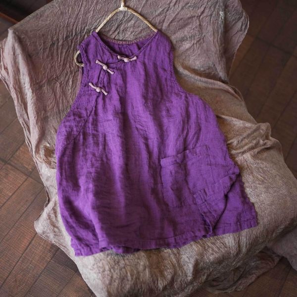 燕燕~秋冬春秋款復古中式時尚百搭顯瘦色織長款背心 