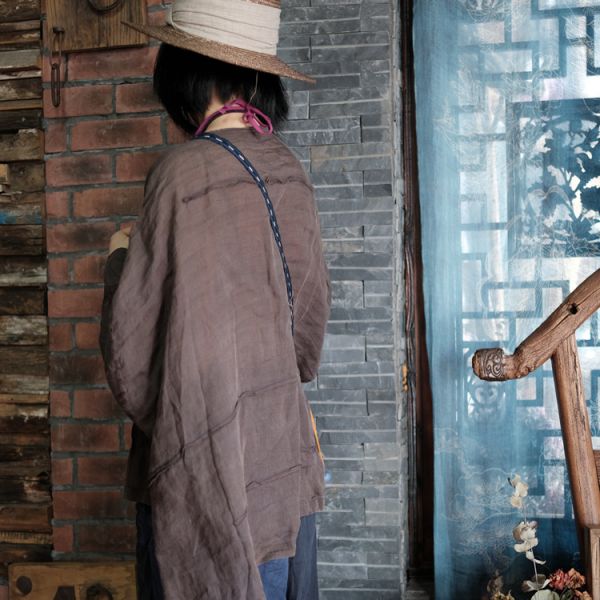 燕燕～細支苧麻  蝙蝠袖外披防曬衣文藝小衫外套  ab198201 