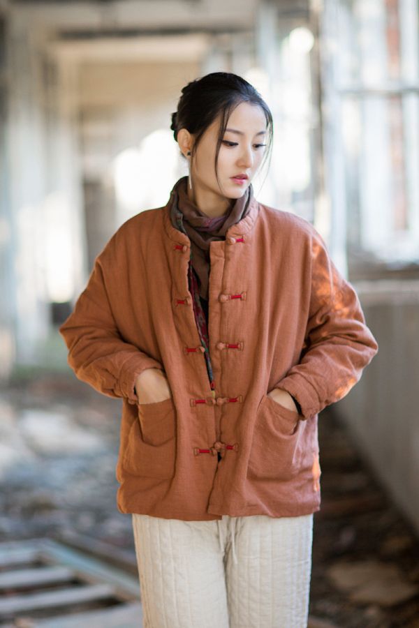 燕燕~冬季新款 苧麻夾棉絎縫棉襖棉服文藝個性保暖女款百搭棉衣外套 