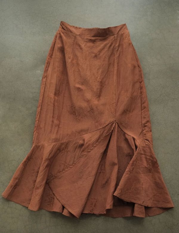 燕燕～天絲亞麻提花 復古優雅高級感魚尾 顯瘦開衩長裙    ab2302101 