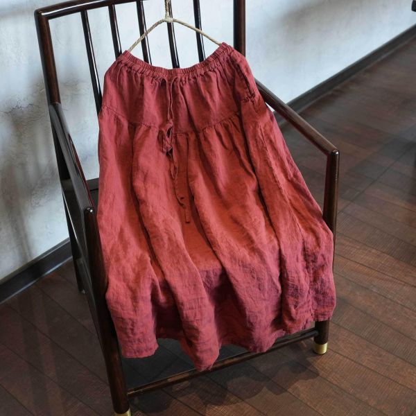 燕燕~亞麻寬鬆復古文藝休閒長裙 