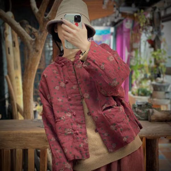 燕燕~棉麻商品~純亞麻。復古文藝仿香雲紗印花棉衣外套  ab191201 