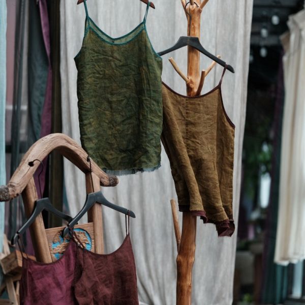 燕燕~春季新款 苧麻. 寬鬆吊帶毛邊背心。ab205001 