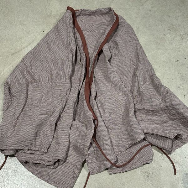 燕燕~亞麻 全新休閒文藝百搭寬鬆印花對襟復古開襟衫 外套 