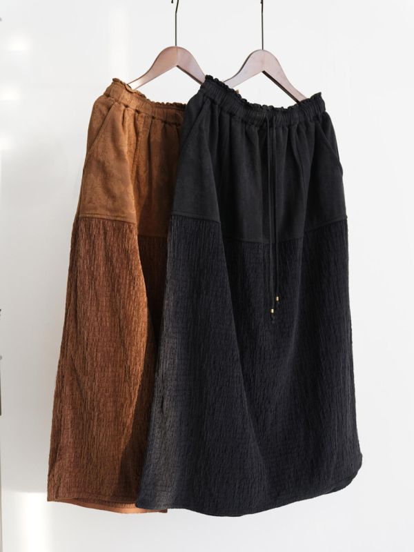 燕燕~秋冬款 燈芯絨提花拼接繭型直筒長裙 aB2534801 